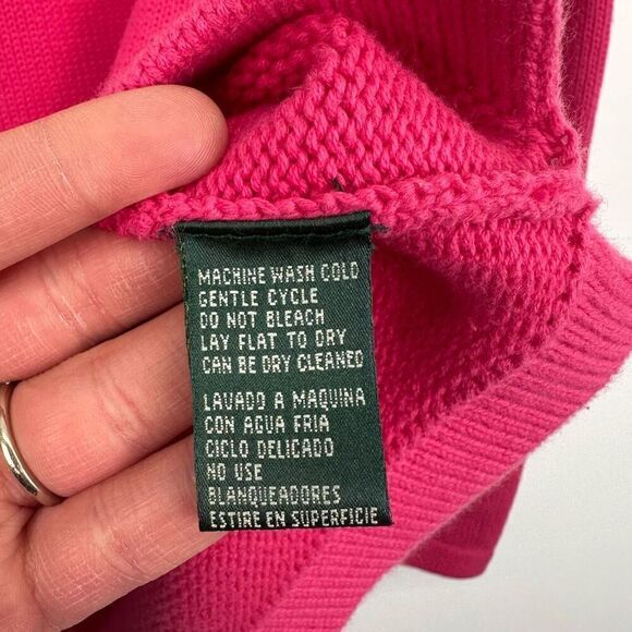 Lauren Ralph Lauren Pink Embroidered Crest Crewneck Knit Sweater - Picture 5 of 10